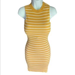 Womens Yellow Striped Dress - SZ M